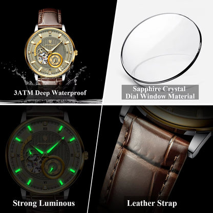 POEDAGAR Mens Automatic Mechanical Watch  Luxury Tourbillon Design Waterproof  Luminous Sport Style 2