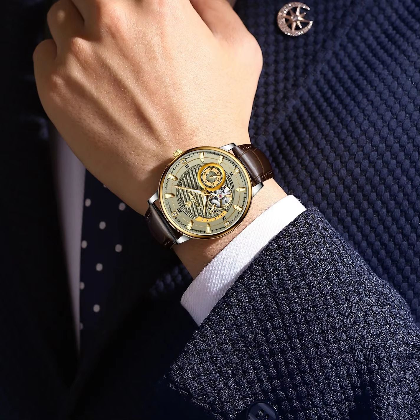 POEDAGAR Mens Automatic Mechanical Watch  Luxury Tourbillon Design Waterproof  Luminous Sport Style 3