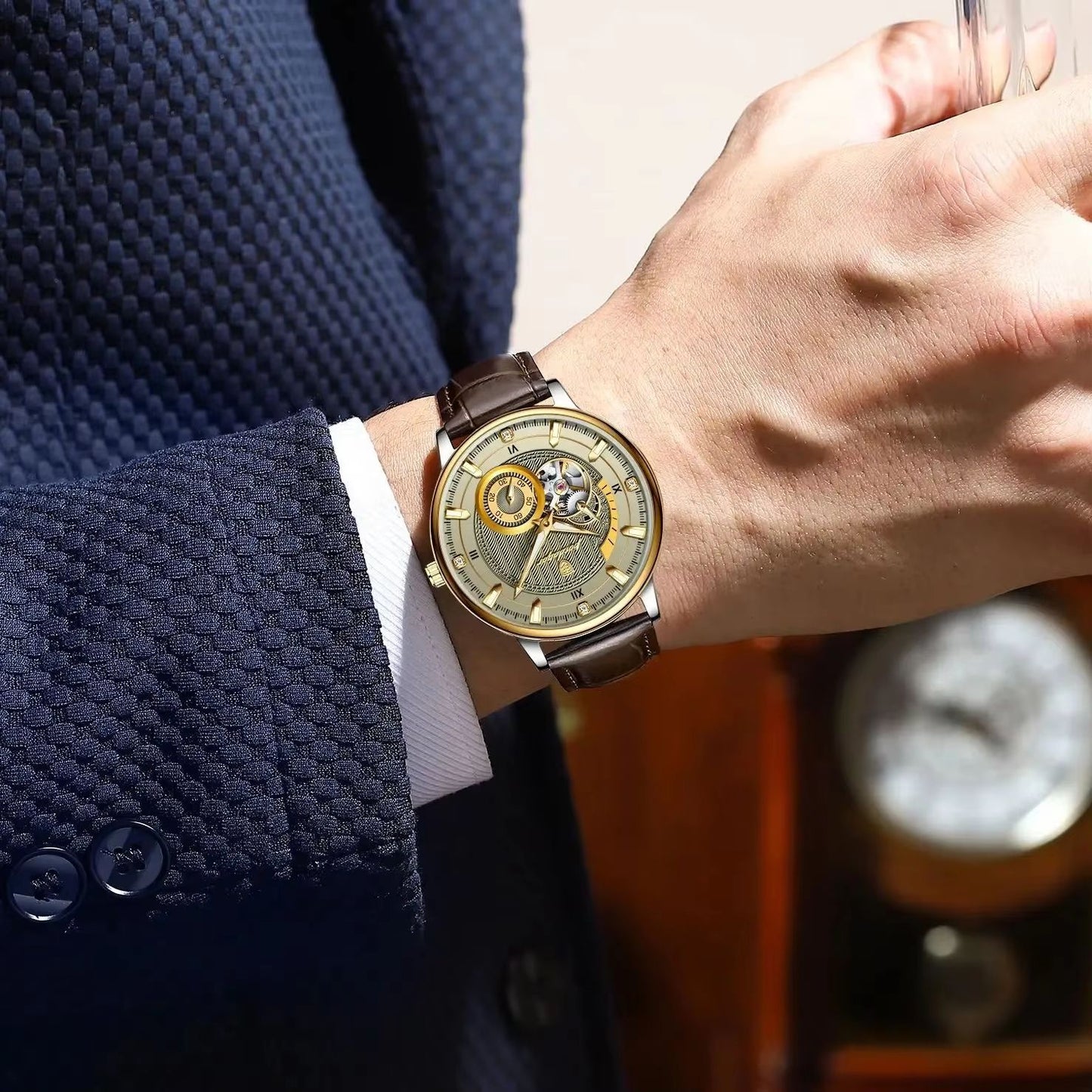 POEDAGAR Mens Automatic Mechanical Watch  Luxury Tourbillon Design Waterproof  Luminous Sport Style 4