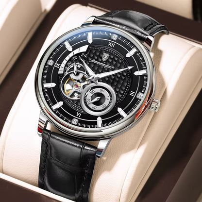 POEDAGAR Mens Automatic Mechanical Watch  Luxury Tourbillon Design Waterproof  Luminous Sport Style 10