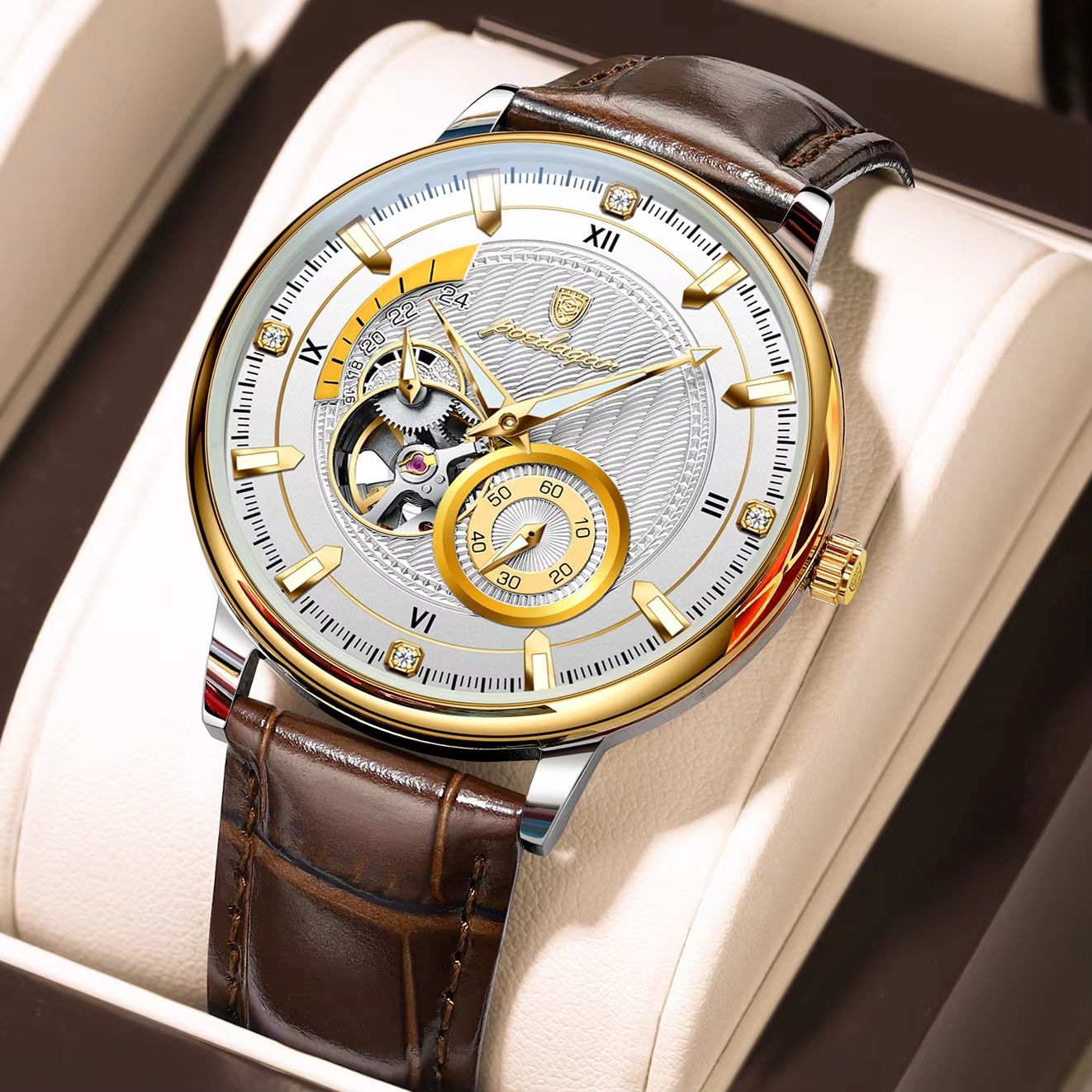POEDAGAR Mens Automatic Mechanical Watch  Luxury Tourbillon Design Waterproof  Luminous Sport Style 8