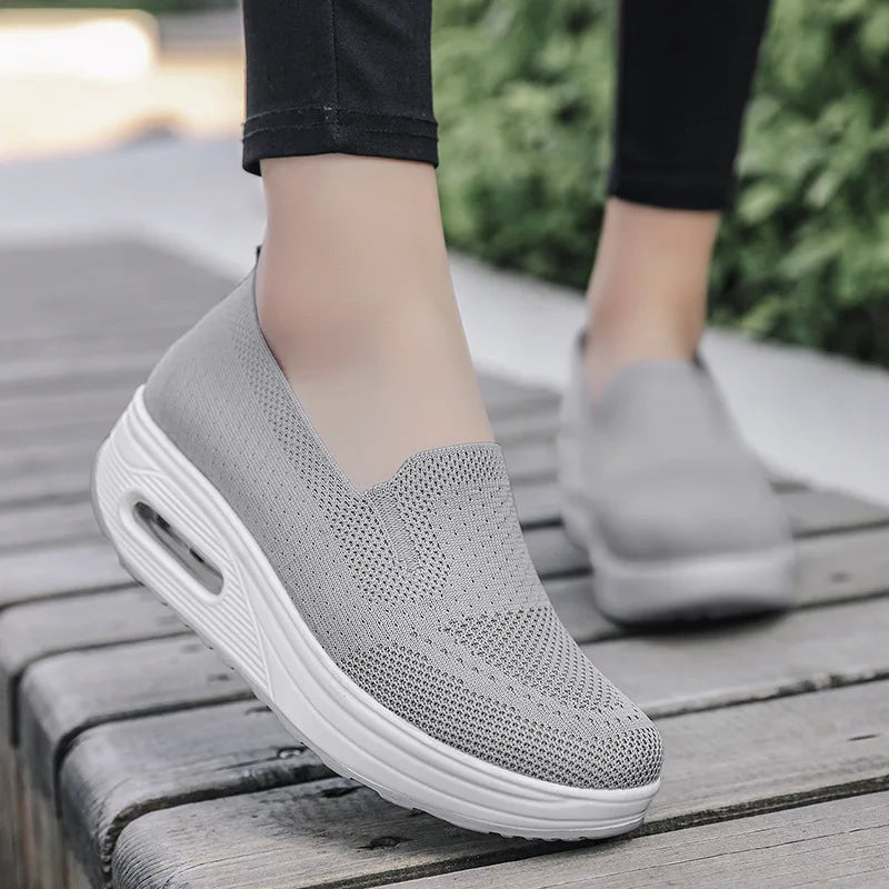 Womens Swing Shoes Mesh Loafers Flat Platform Sneakers Spring Autumn Height Increasing Wedges Comfo 4