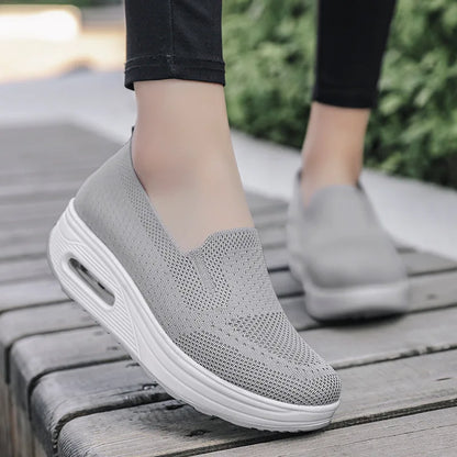 Womens Swing Shoes Mesh Loafers Flat Platform Sneakers Spring Autumn Height Increasing Wedges Comfo 4