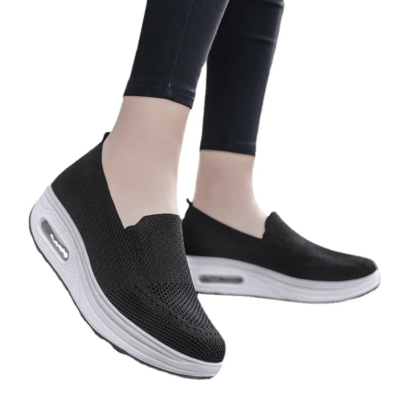 Womens Swing Shoes Mesh Loafers Flat Platform Sneakers Spring Autumn Height Increasing Wedges Comfo 5