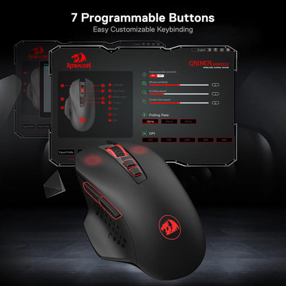 2.4Ghz Wireless Gaming Mouse Redragon M656 Gainer, 4000 DPI, 5 DPI Levels, 7 Macro Buttons, Red LED