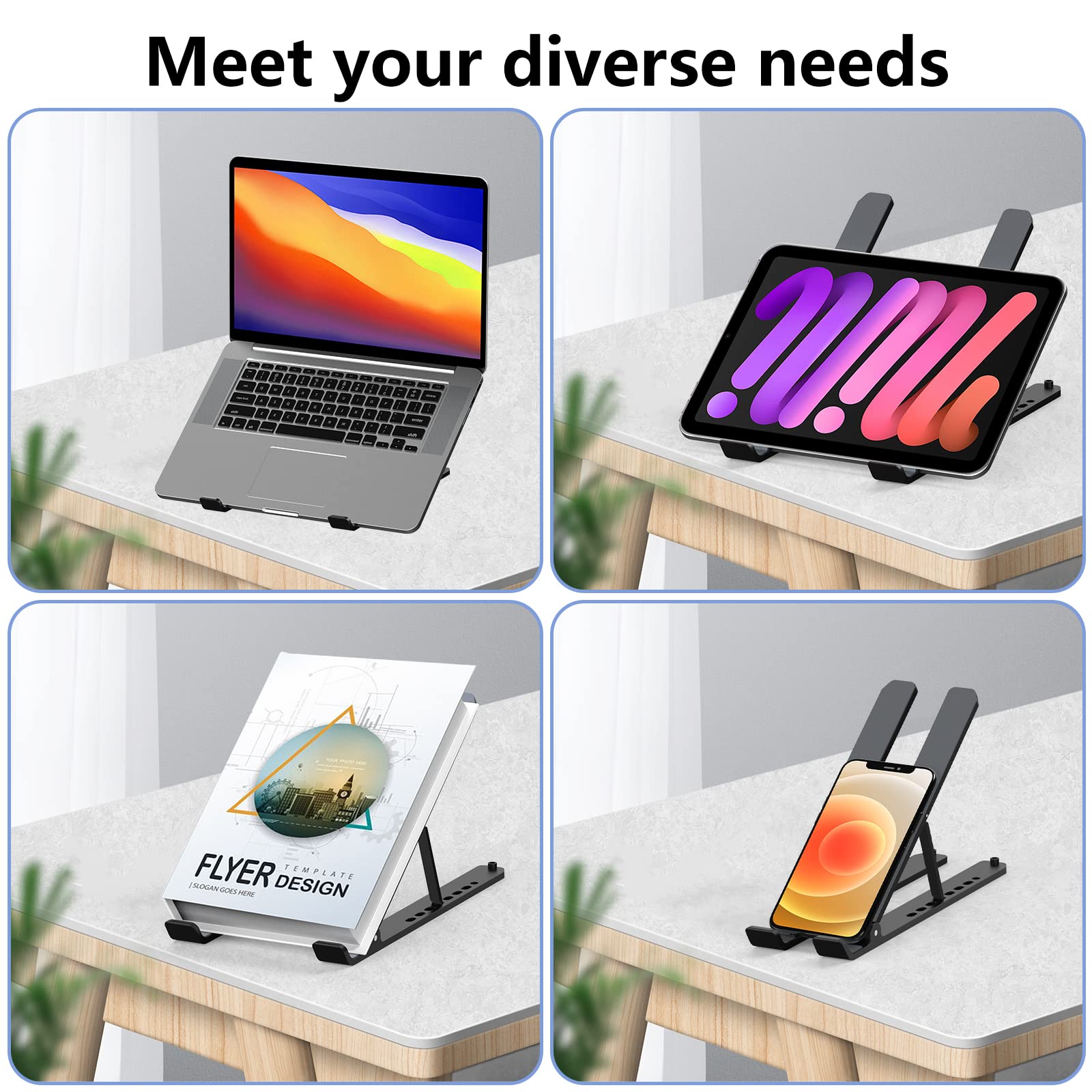 Portable Notebook Stand, Foldable Adjustable Riser Cooling Bracket Universal