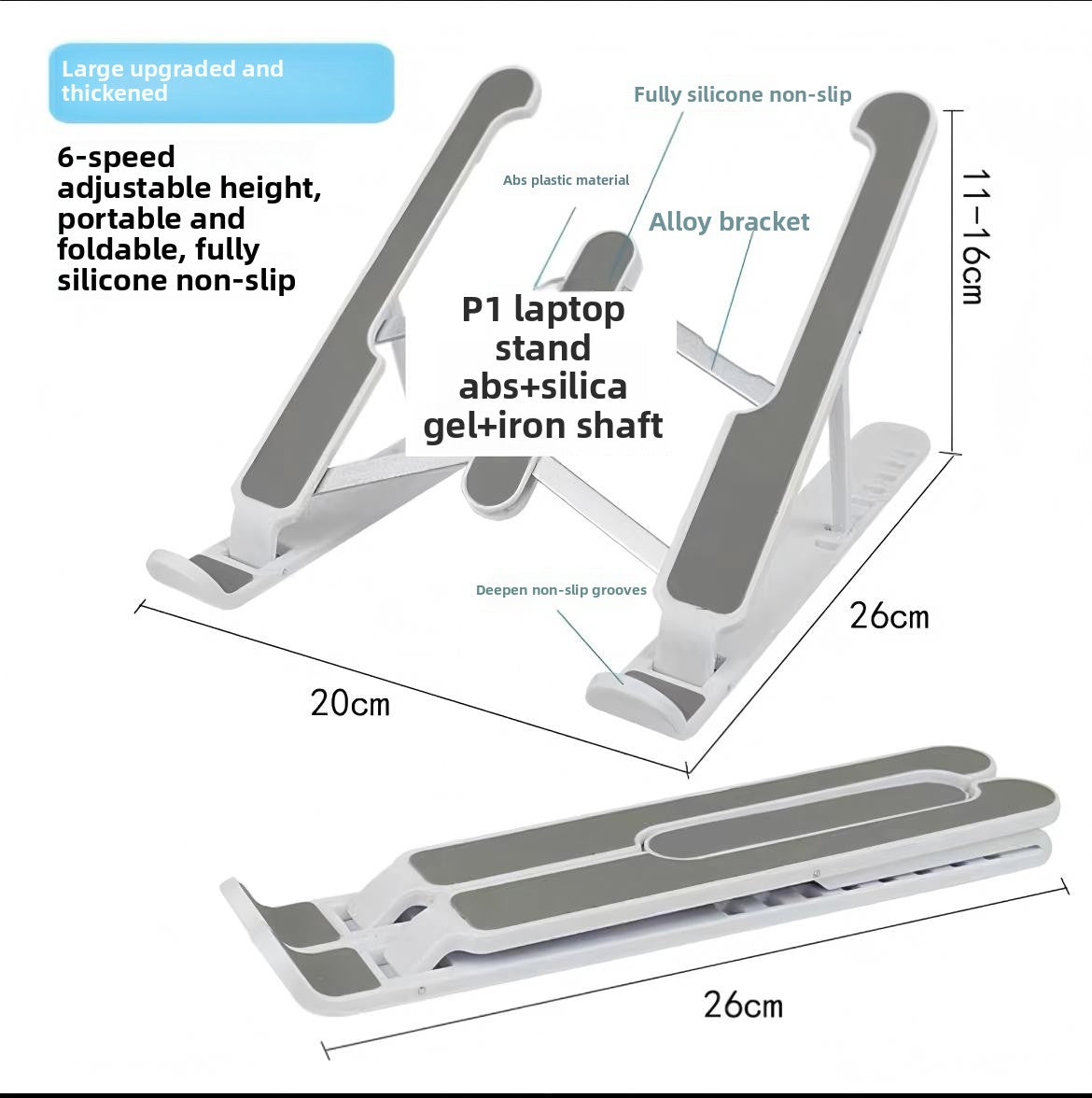 Portable Notebook Stand, Foldable Adjustable Riser Cooling Bracket Universal