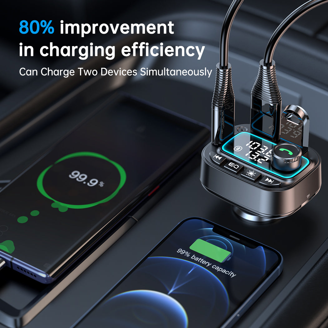 Bluetooth 5.3 FM Transmitter Car Adapter, 30W USB C Car Charger, Wireless Radio MP3 Player Hands Free Calling