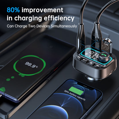Bluetooth 5.3 FM Transmitter Car Adapter, 30W USB C Car Charger, Wireless Radio MP3 Player Hands Free Calling