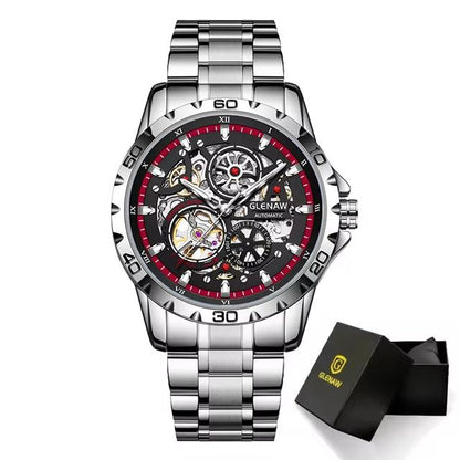GLENAW Steampunk Skeleton Automatic Mens Watch  Luxury Mechanical Watch With Luminous Waterproof De 6