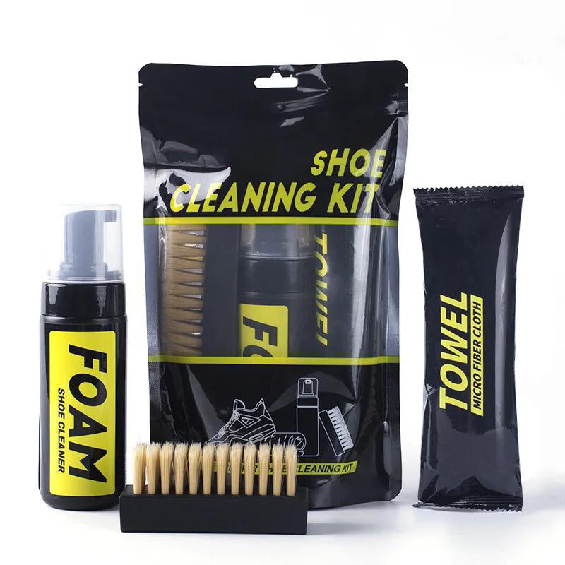 Shoes Cleaner Kit,Water Free Foam Sneakers Cleaner,3 Brushes & Cloth for White Shoes,Boots & Football Cleats Dry Cleaner