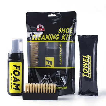 Shoes Cleaner Kit,Water Free Foam Sneakers Cleaner,3 Brushes & Cloth for White Shoes,Boots & Football Cleats Dry Cleaner