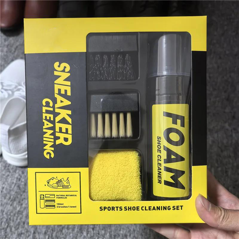 Shoes Cleaner Kit,Water Free Foam Sneakers Cleaner,3 Brushes & Cloth for White Shoes,Boots & Football Cleats Dry Cleaner
