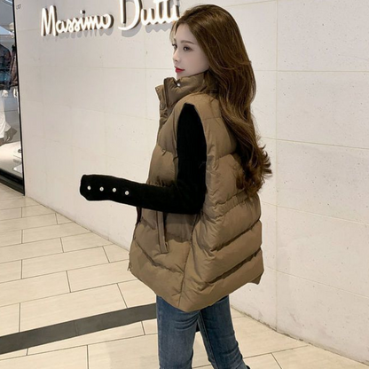 Womens Winter Puffer Vest, Natural Down Sleeveless Jacket, Cold Weather Warm Coat