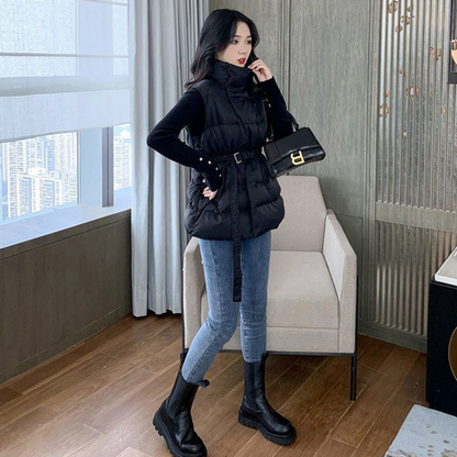 Womens Winter Puffer Vest, Natural Down Sleeveless Jacket, Cold Weather Warm Coat