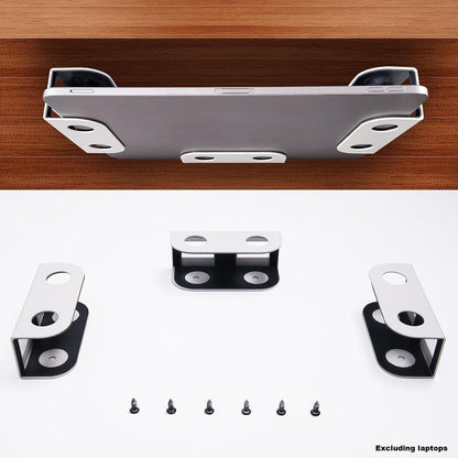 Under Desk Laptop Mount, Metal Shelf Holder for Macbook, Mac Mini, Keyboard with Anti-Scratch Silicone