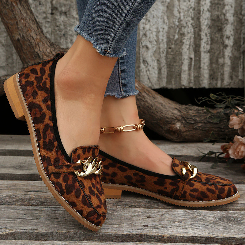 Womens Spring Leopard Print Fashion Flats Soft Soled Mary Jane Loafers Shallow Party Shoes 2