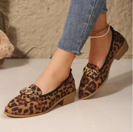 Womens Spring Leopard Print Fashion Flats Soft Soled Mary Jane Loafers Shallow Party Shoes 4