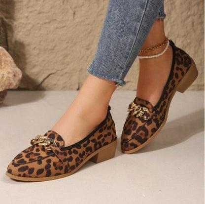 Womens Spring Leopard Print Fashion Flats Soft Soled Mary Jane Loafers Shallow Party Shoes 4