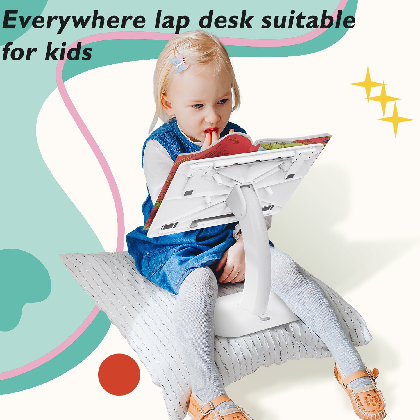 Laptop Holder Book Stand, Eary Book Stand for Reading, Stable Base, Elastic Page Paper Clips, Display Stand for Cookbook