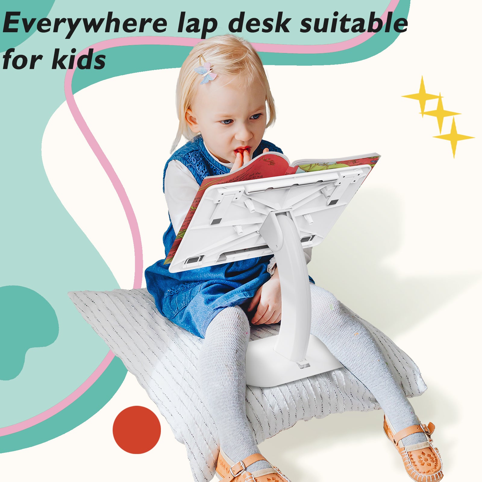 Laptop Holder Book Stand, Eary Book Stand for Reading, Stable Base, Elastic Page Paper Clips, Display Stand for Cookbook