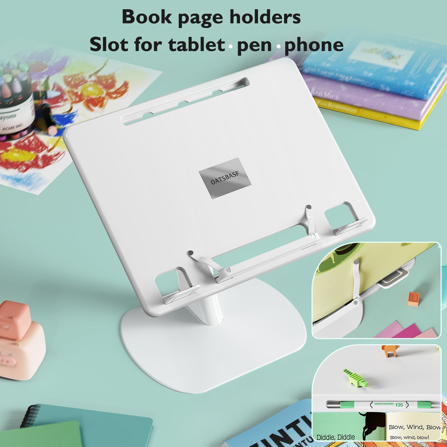 Laptop Holder Book Stand Eary Book Stand For Reading Stable Base Elastic Page Paper Clips Display S