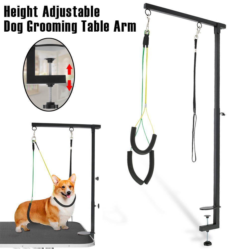 Dog Grooming Table Arm with Clamp,Adjustable Iron Pet Grooming Stand Restraint Leash for Nail Clipping,Haircuts &Bathing