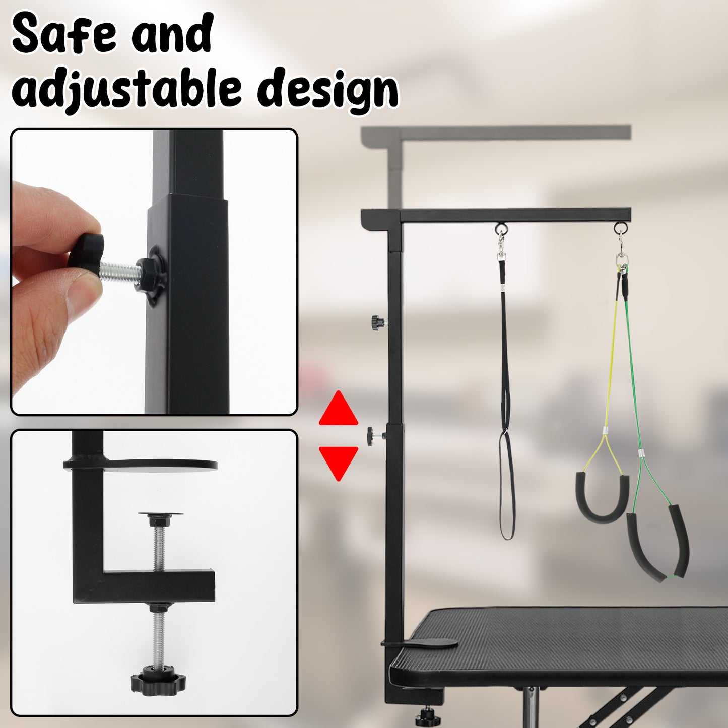 Dog Grooming Table Arm with Clamp,Adjustable Iron Pet Grooming Stand Restraint Leash for Nail Clipping,Haircuts &Bathing