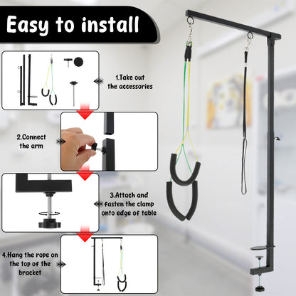 Dog Grooming Table Arm with Clamp,Adjustable Iron Pet Grooming Stand Restraint Leash for Nail Clipping,Haircuts &Bathing