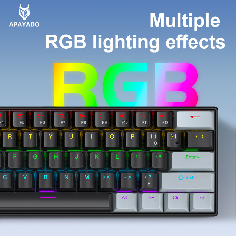 Mini Keyboard Wired, Portable Wired Mini Mechanical Keyboard, 61 Keys, Phantom RGB, Black, White, Red, Red/Blue Switch