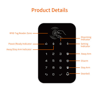 Tuya Smart Home Security Alarm System, Wireless Touch Keyboard, RFID Card, Arm Or Disarm Password Keypad