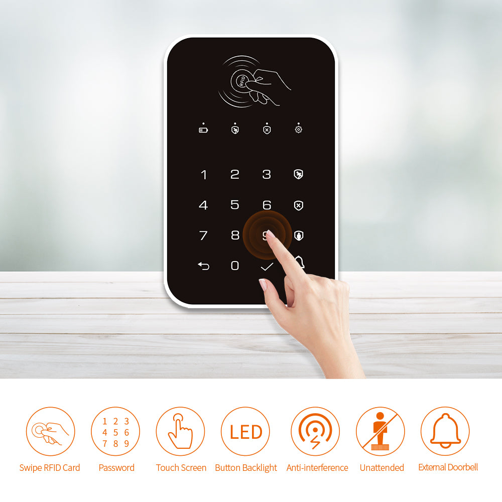 Tuya Smart Home Security Alarm System, Wireless Touch Keyboard, RFID Card, Arm Or Disarm Password Keypad