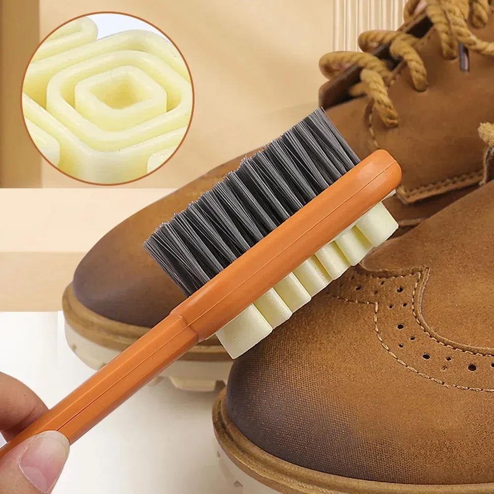 Professional 2 in 1 Suede Cleaning Kit,Long Handle Shoe Brush &Eraser for Effective Dust Removal and Stain Cleaning shoe