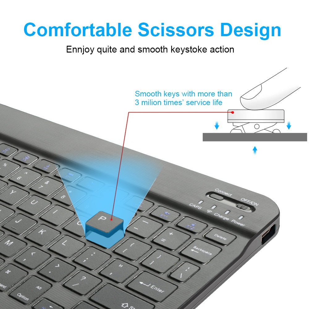 Wireless, Bluetooth, Keyboard, Slim, Portable, iPad, iPhone, Android, Universal, Rechargeable, Lightweight, Long Battery