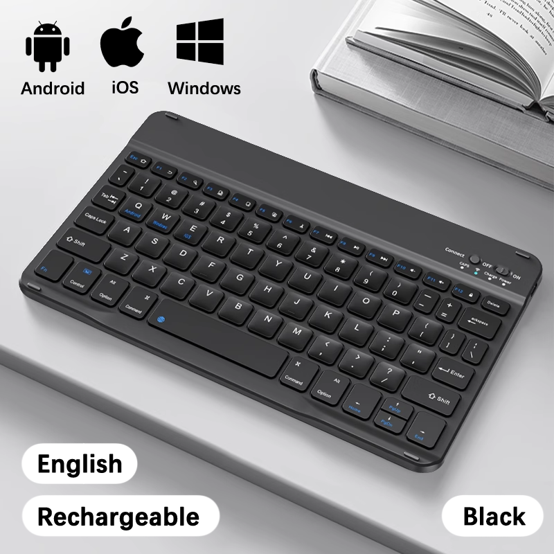 Wireless, Bluetooth, Keyboard, Slim, Portable, iPad, iPhone, Android, Universal, Rechargeable, Lightweight, Long Battery