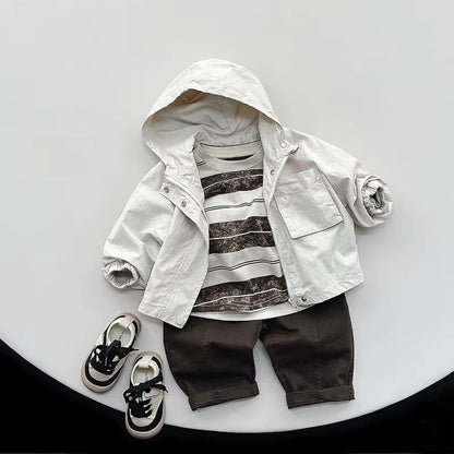 Boys Jacket Windbreaker Coat For Toddler To 8 Years Cotton Hooded Zipper Outerwear Spring And Autum 3