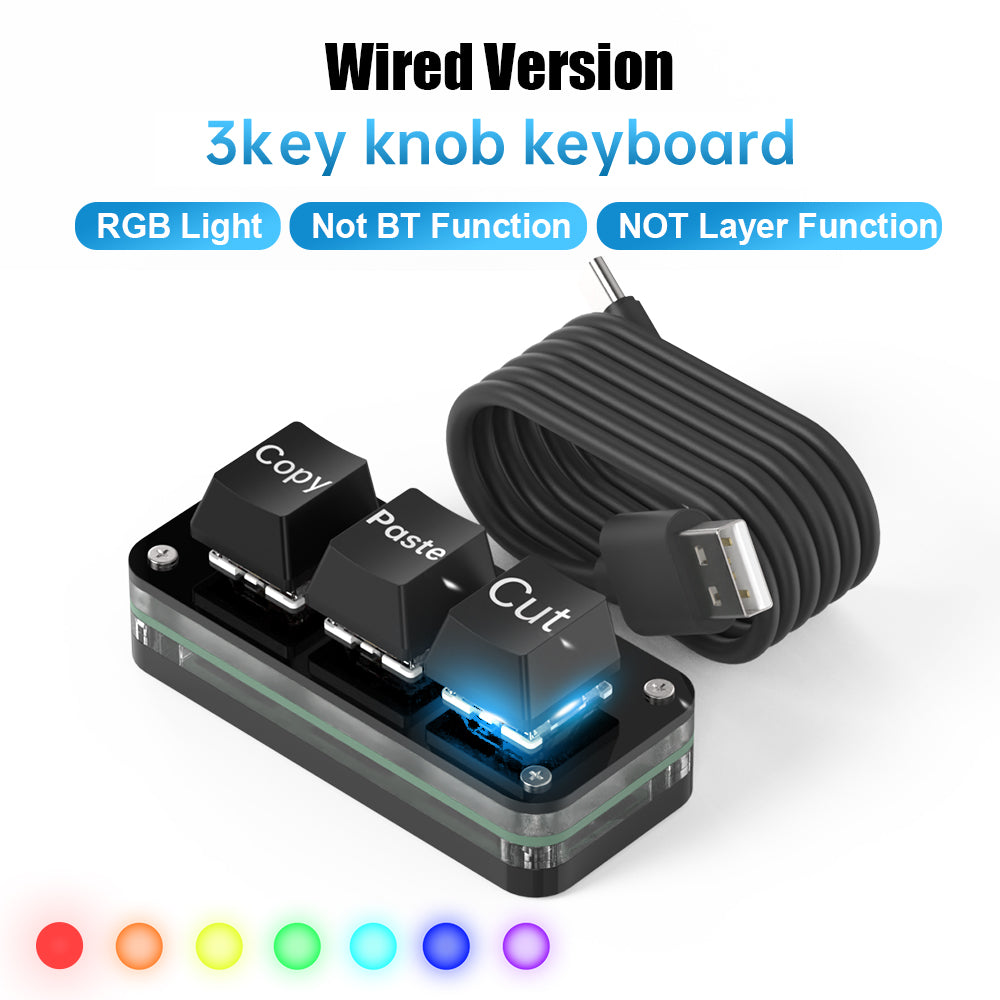 RGB Mini Hot Swap Gaming, Macropad Macro Programming Keyboard, Red Switch 3 Keys Knob, Custom Knob Keypads for Photoshop