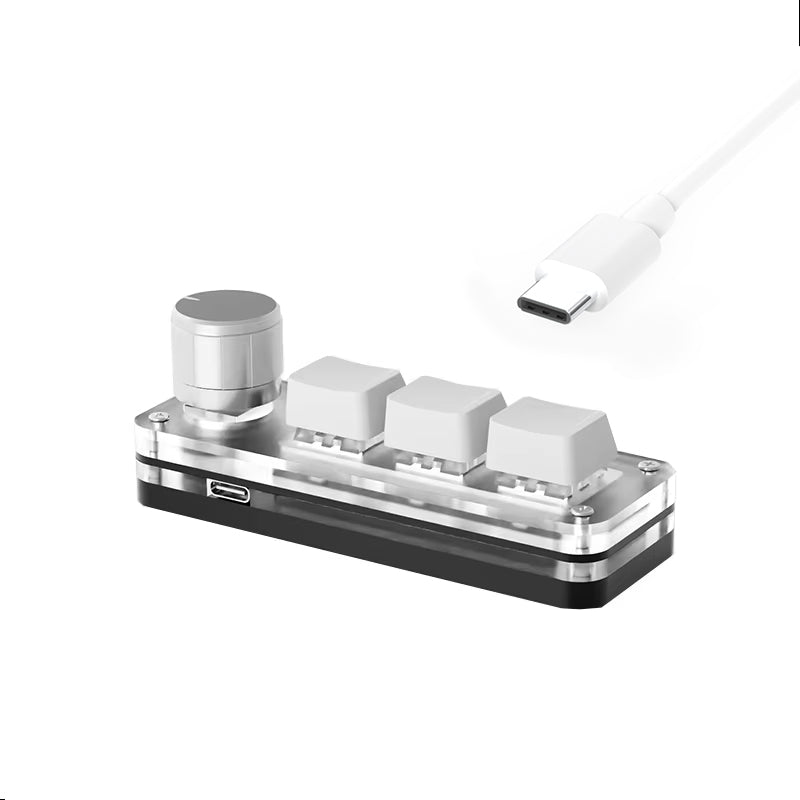 RGB Mini Hot Swap Gaming, Macropad Macro Programming Keyboard, Red Switch 3 Keys Knob, Custom Knob Keypads for Photoshop