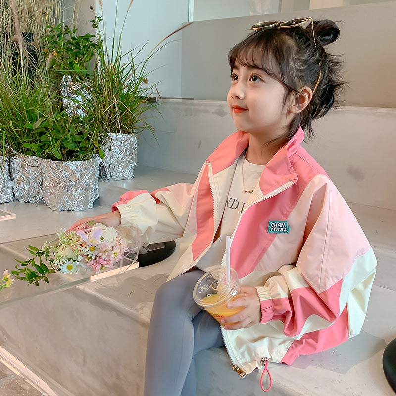 Colorblock Baseball Jacket For Girls Spring And Autumn Trench Coat Casual Fashion Outerwear For Chi 2