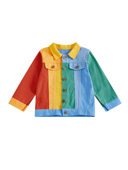 Stylish Windbreaker Coat for Boys and Girls, Childrens Lightweight Jacket with Hood, Zipper Closure, and Contrast Colors