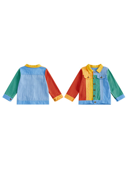 Stylish Windbreaker Coat for Boys and Girls, Childrens Lightweight Jacket with Hood, Zipper Closure, and Contrast Colors