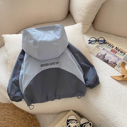 New Autumn Boys Jacket, Casual Spliced Windbreaker Coat, Cotton Kids Outerwear with Zipper, Infant Baby Boy Trench Coat