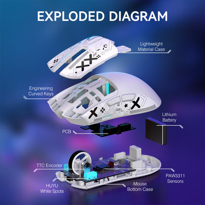 Gaming Mouse ATTACK SHARK X11 Lightweight Wireless, RGB Backlight Charging, Optical Sensor, Up to 22K DPI