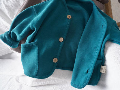 Autumn Style Cardigan for Kids, Loose Fit, Long Sleeve, Pure Cotton Casual Jacket, Solid Color Top for Boys and Girls