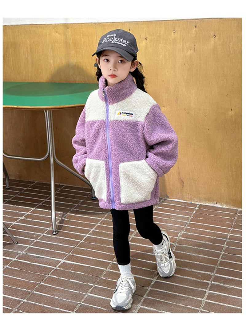 Girls LambWool Warm Jackets Winter Kids Coats Plus Velvet Padded Outerwear New Teenager Fashion Chi 5
