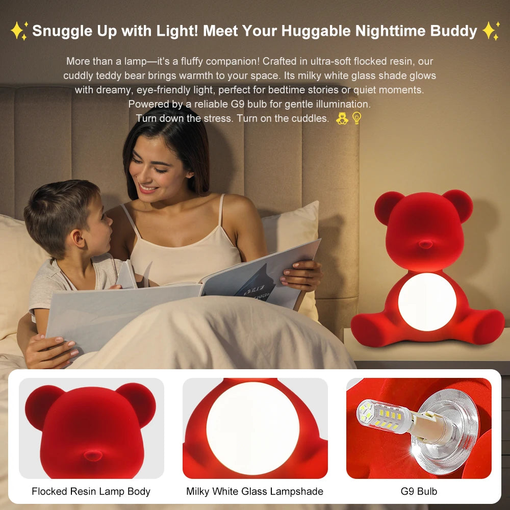 Teddy Bear Night Light Lamp with Eye Care Tech,Adorable Nordic Desk Lamp for Kids Bedroom,Nursery Decor &Bedside Reading