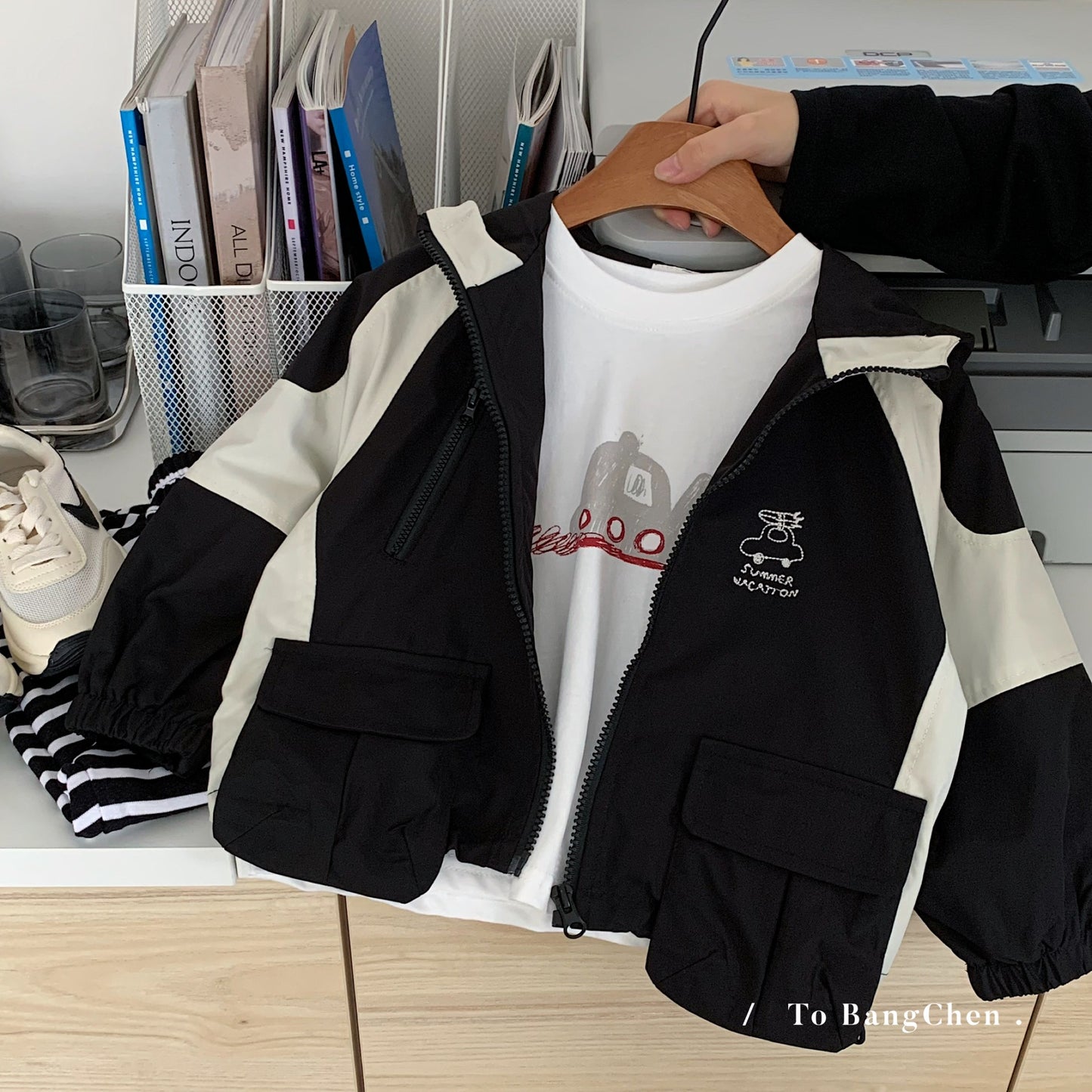 Boys Coat, Cartoon Print Hooded Jacket for Infant to 8 Years, Autumn Casual Zipper Jacket