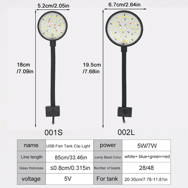 AquaGlow USB Aquarium LED Lamp Clip On Full Spectrum Dimmable Light For Fish Tanks And Aquatic Plan 1