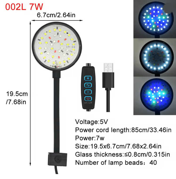 AquaGlow USB Aquarium LED Lamp Clip On Full Spectrum Dimmable Light For Fish Tanks And Aquatic Plan 5
