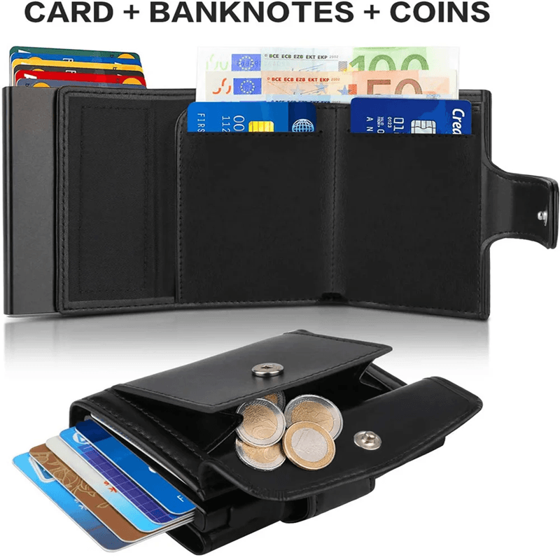 Mens RFID Leather Wallet Slim Trifold Card Holder With Coin Pocket 1